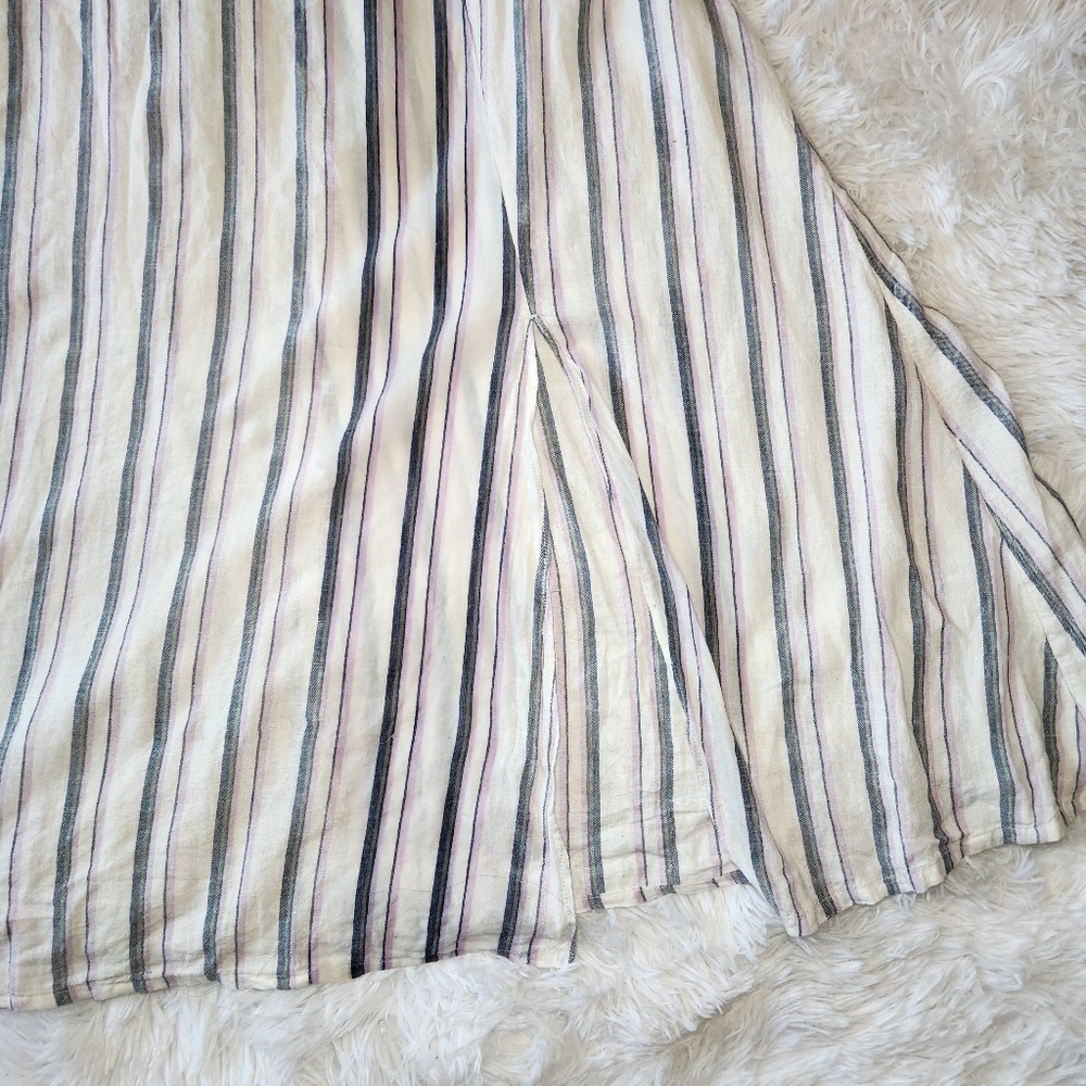 Caslon Linen Blend James Stripe Midi Skirt - Picture 5 of 12